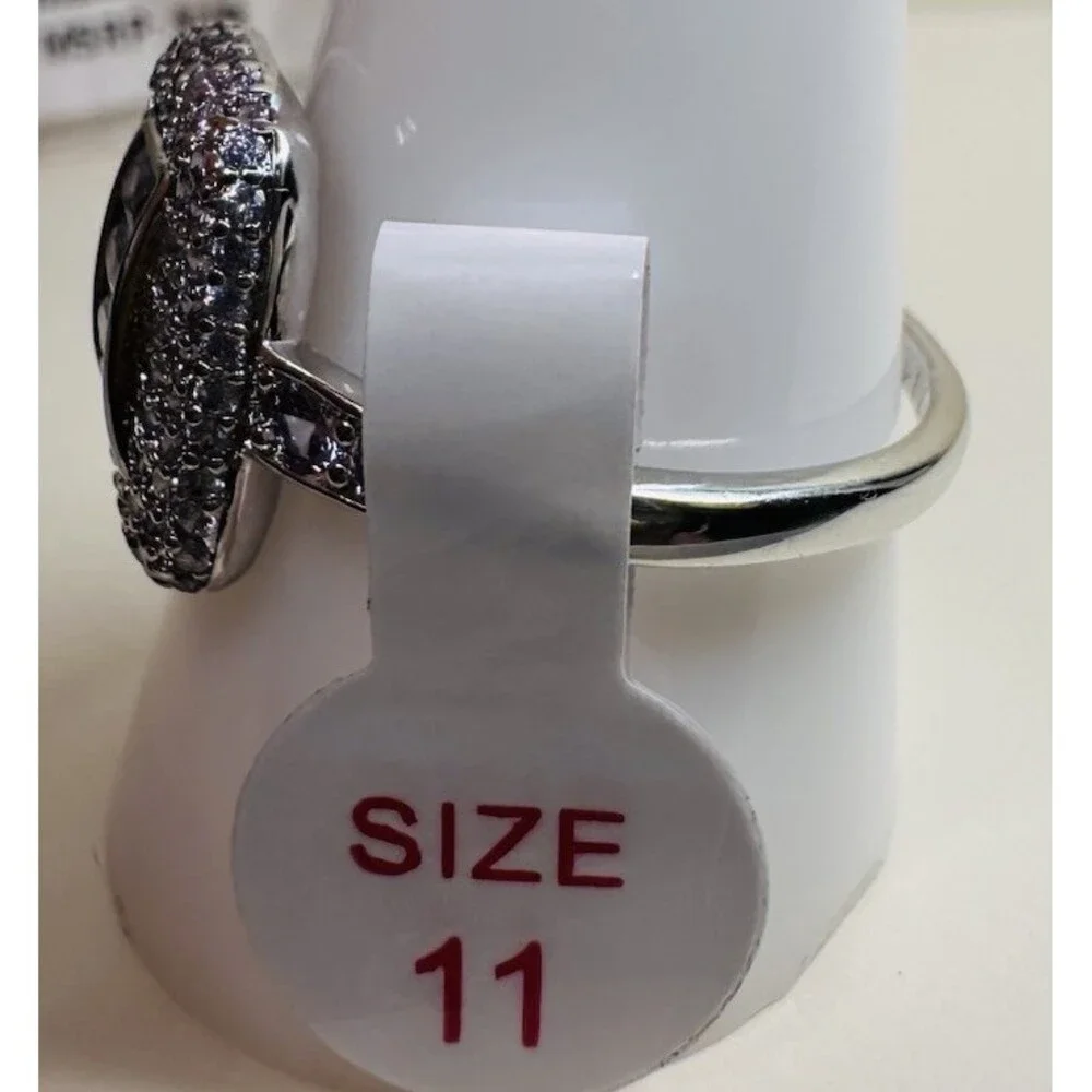 NIB Bomb Party Enchant My Dreams RG30977 Amethyst CZ Rhodium Ring Size 11